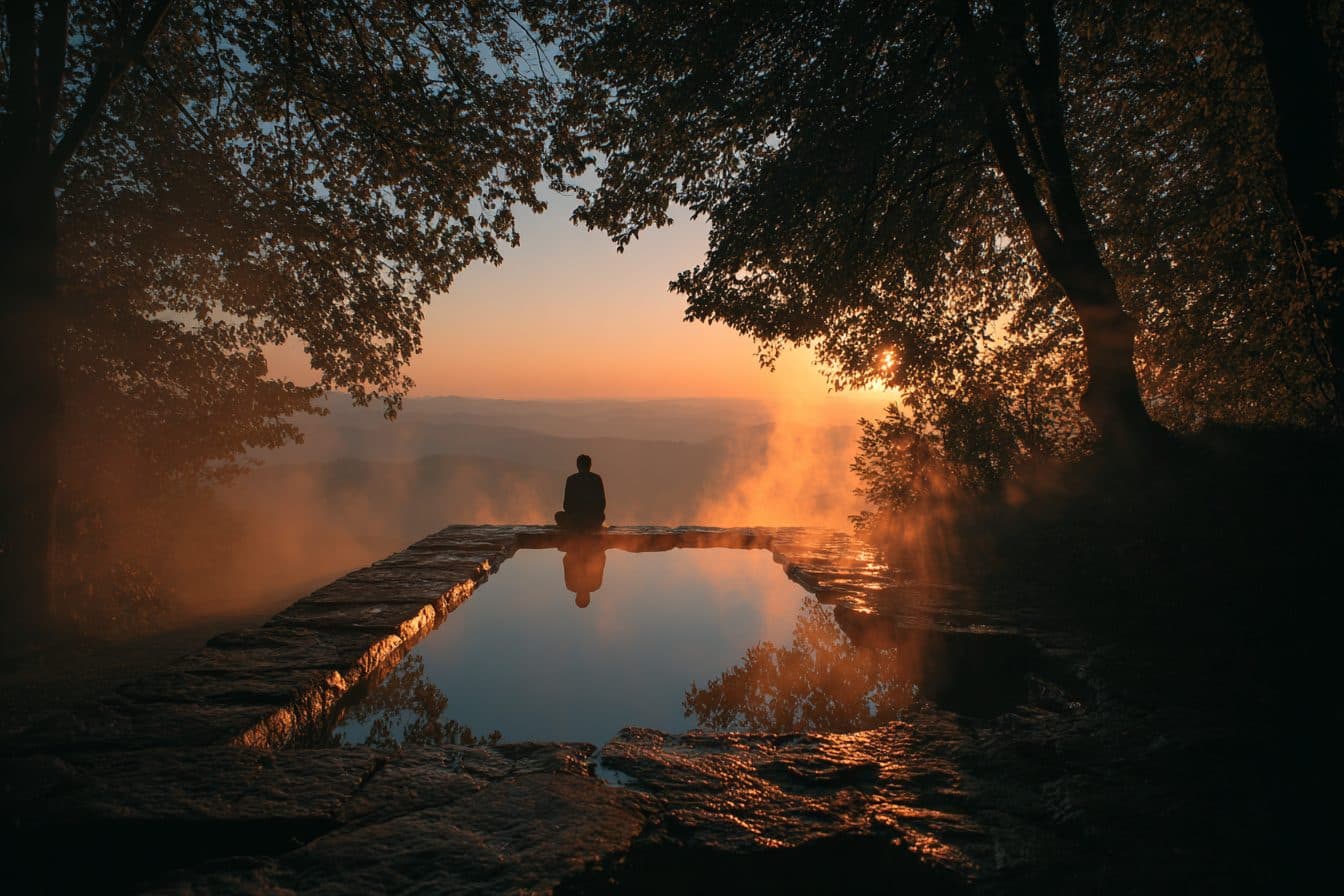 Stone pool at dawn